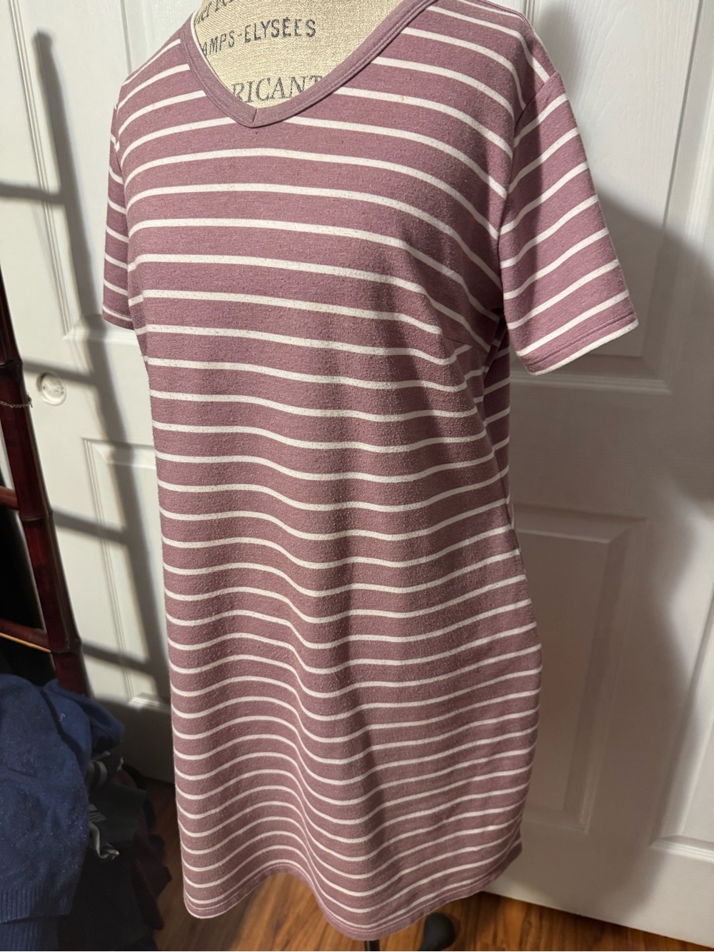 32 Cool Degrees Striped V-Neck Casual Dress with Pockets Large